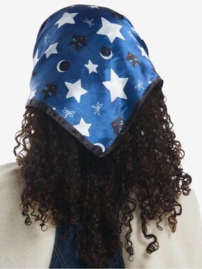 Coraline Blue Star & Cat Print Multipurpose Bandana Hairscarf- New